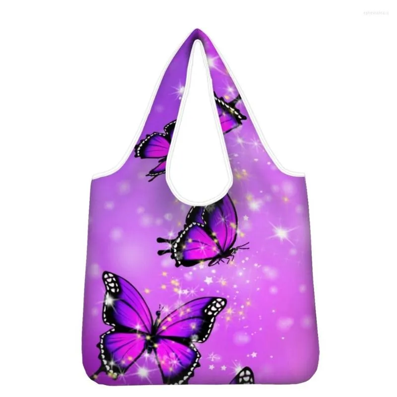 Bolsas de compras Hycool S Impresi￳n de mariposa personalizada para chicas ecol￳gicas Fashion Casual Pacakge Bolso gran capacidad
