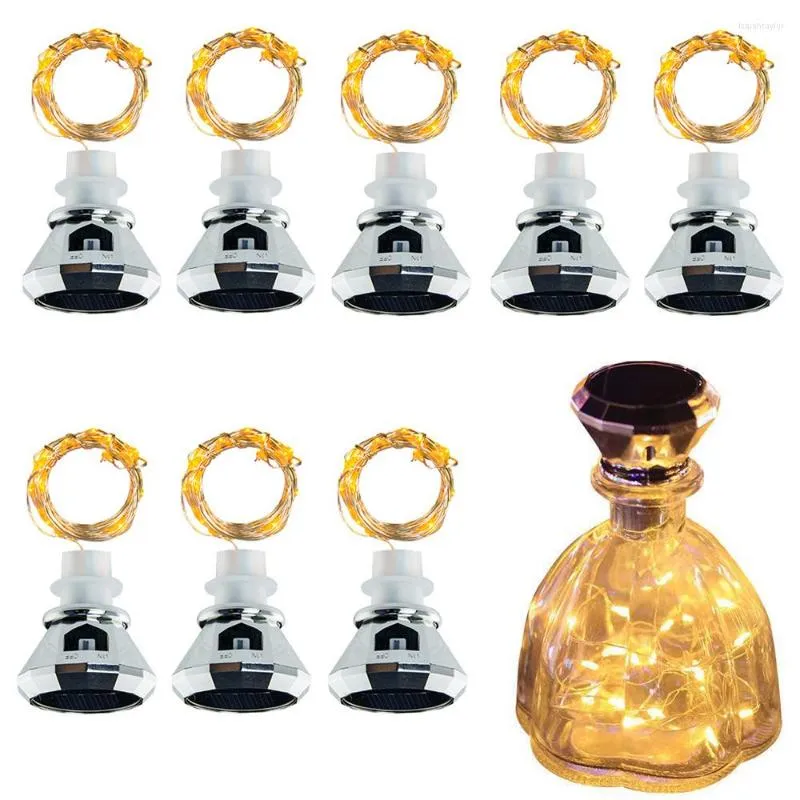 Str￤ngar 12-1 st Solar Diamond Shaped Wine Bottle Cork Lights Copper Wire 2M 20LEDS Fairy Garland String for Wedding Party Vase