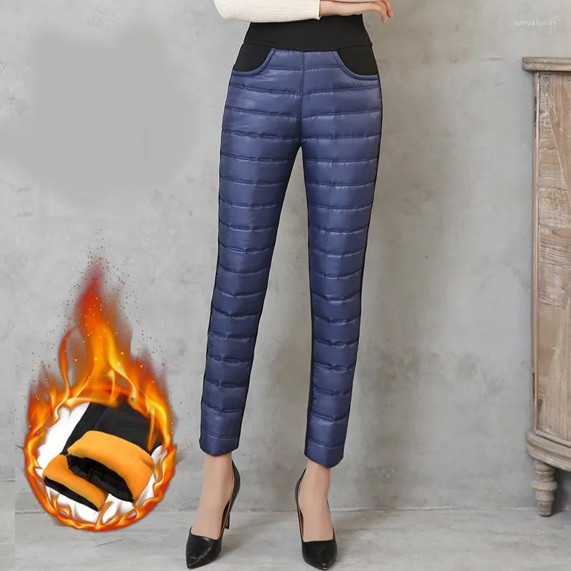 Pantaloni da sci Inverno Donna Vita alta Dritto Pantaloni da donna in velluto Ispessimento Pantaloni caldi femminili termici sottili 2023