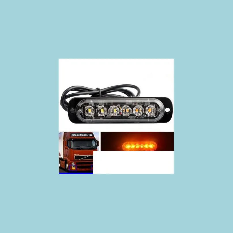 Luzes de emergência do carro 4pcs 1224V Caminhão 6 LED Flash Strobe Aviso de emergência Luzes de luz piscando para o veículo SUV Drop motocicleta DHKGA