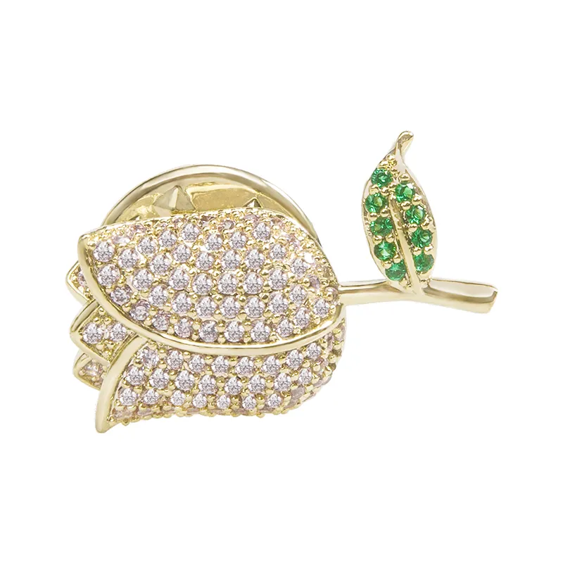 Elegant tulipbroscher f￶r kvinnor Klassiska guldpl￤terade sk￶nhetsblommor Corsage Fashion Jewelry Brosch Pins Gifts