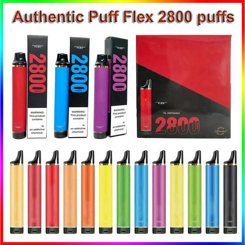 Authentic Puff Flex 2800 Puffs Starter Kit E Zigarettengerät Einweg -Vape -Stiftdampf mit 10 ml vorgefüllten 5% Ölkapsel PK Xtra Bang XXL Escobars Stifte
