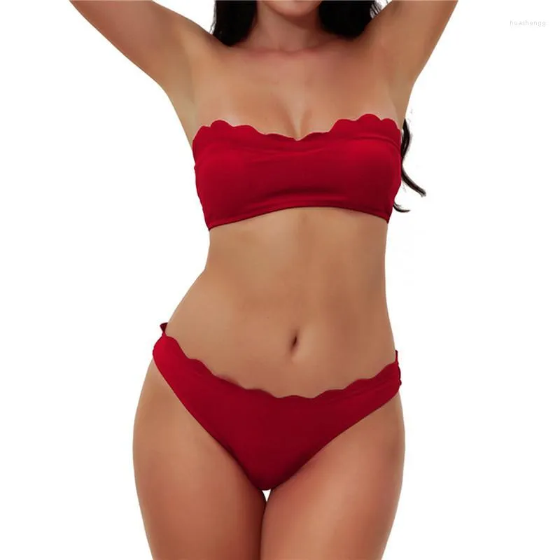 Traje de baño para mujer, Bikini Sexy de cintura alta para mujer, 2022 Halter Warp Chest, traje de baño para mujer, conjunto femenino, traje de baño Bandeau, traje de baño para playa de verano