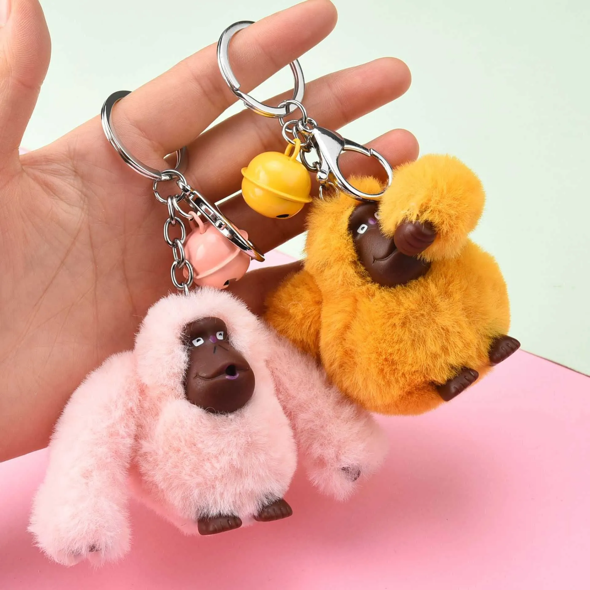 Cute Gorilla Plush Keychain Soft Monkey Couple Bag Charm Student Gift Pendant Quality Doll Keyring