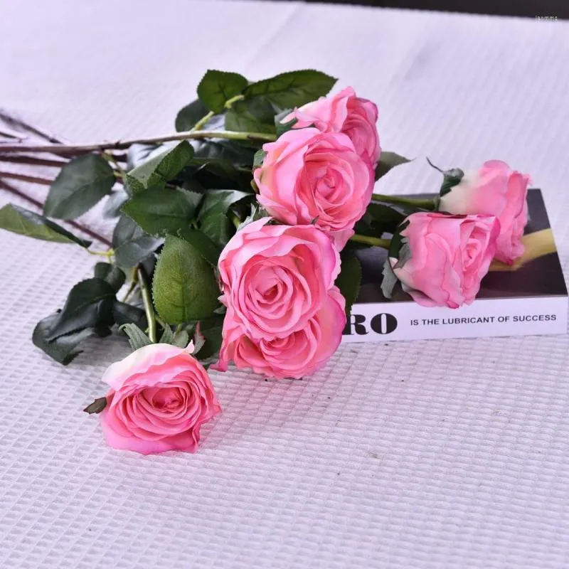 Flores decorativas toque real toque único caule único rosa rosa artificial decoração de mesa de casamento decoração de festas de casamento Flores artificiales