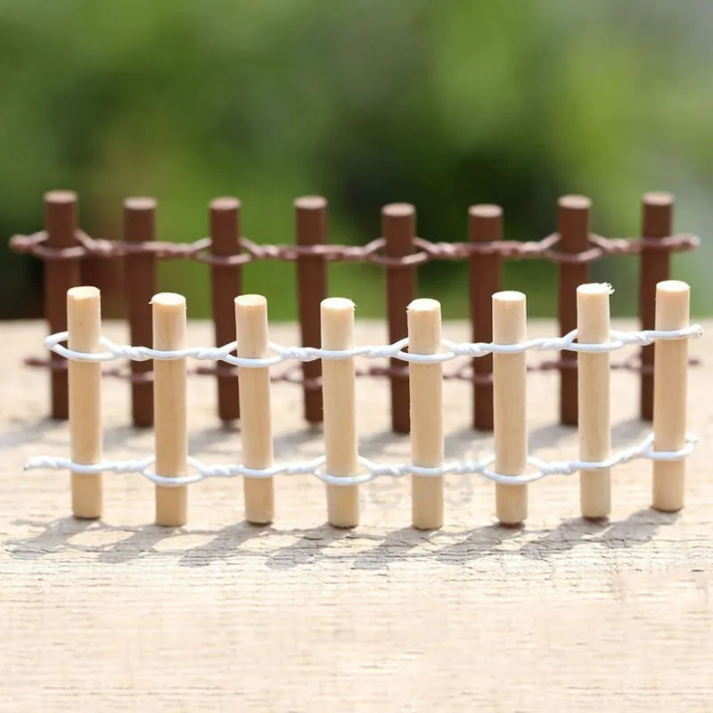 Handgemaakte mini tuindecoratie hek barri￨re houten kunstmatige buigbare hekken miniatuur tuinen takken decor moss bonsai hek bh7805 tyj