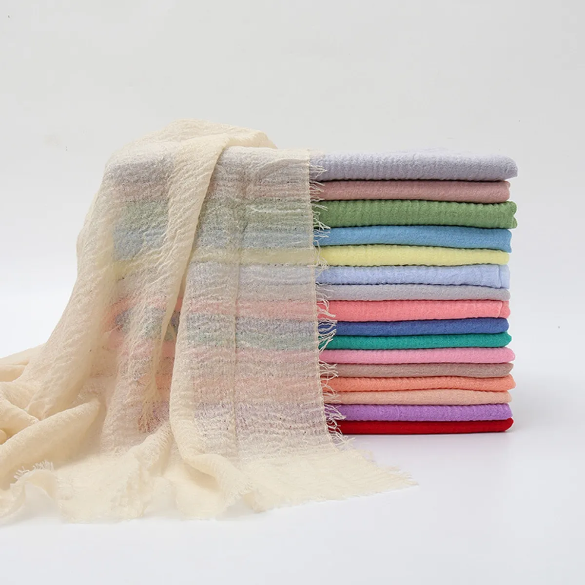 10 Stücke Mode Neue Plissee Monochrome Baumwolle Solide Schal frauen Schal