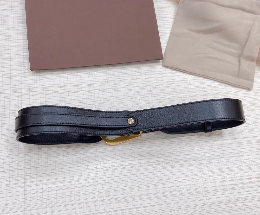 Designer Black Wide Waist Leather Belt Gold Buckle Fashion Perfectly Fit Dress Waist Belts for Women