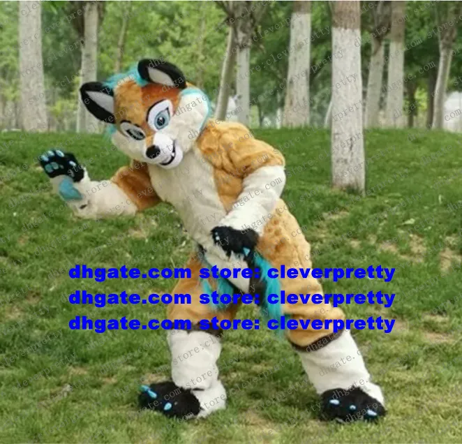 Коричневый шикарный пушистый талисман костюм Husky Dog Wolf Fox Fox Fursuit для взрослого мультипликационного персонажа костюмы Клубные мероприятия разговоры о городе ZZ7581