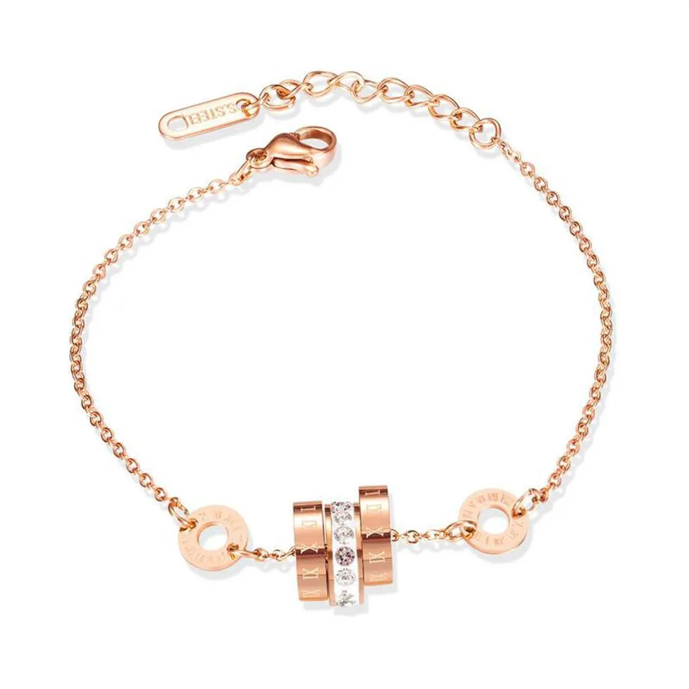 Lady Silver Ladies Gold Rose Gold Diamond Charm Bracelets Designer Fashion Titanium A￧o de a￧o simples Roman Numbers Chain Brangelet 2 Colo250T