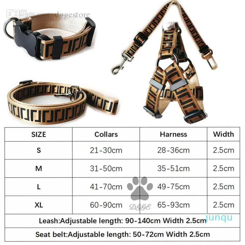 Luxury Dog Collars Leases Set Designer Dog Leash Seat Belts Pet Collar and Pets Chain For Small Medium Lare Dogs Cat Chihuahua P337G