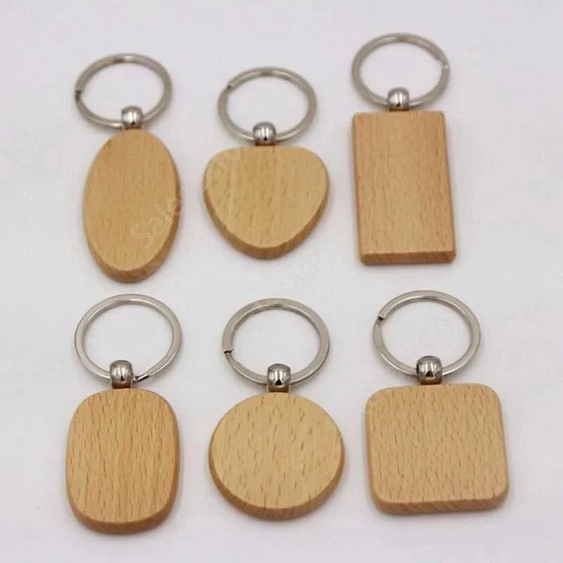 Beech Keychain Party Supplies Spot Blank Solid Wood Keychains Wooden Custom Creative Holiday Gift 700pcs DAS505