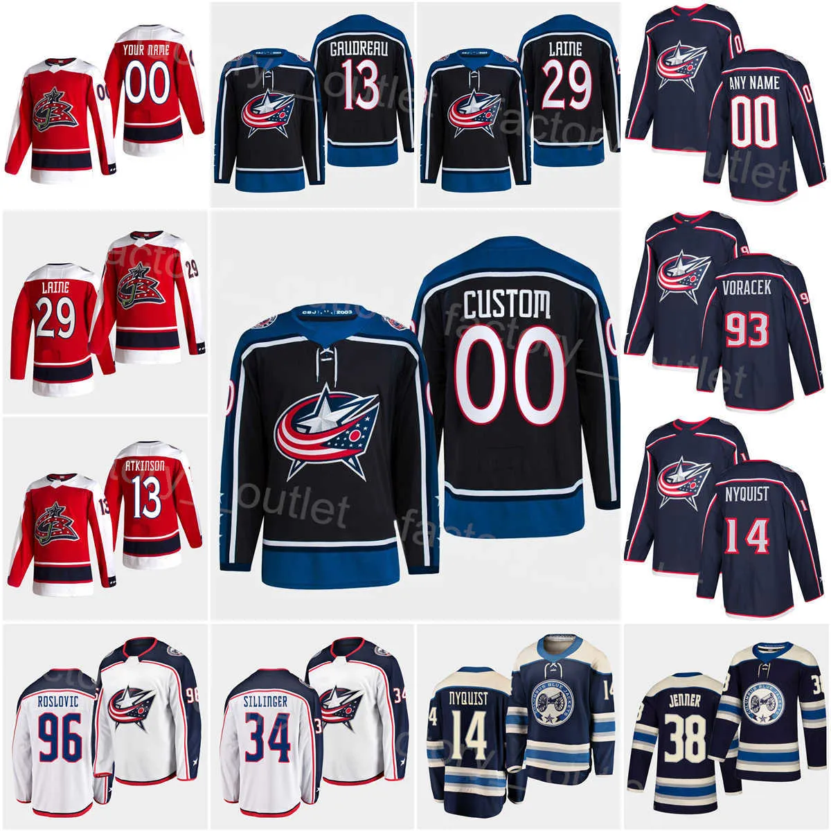 Columbus Hockey Blue Jackets 38 Boone Jenner Jersey 34 Cole Sillinger