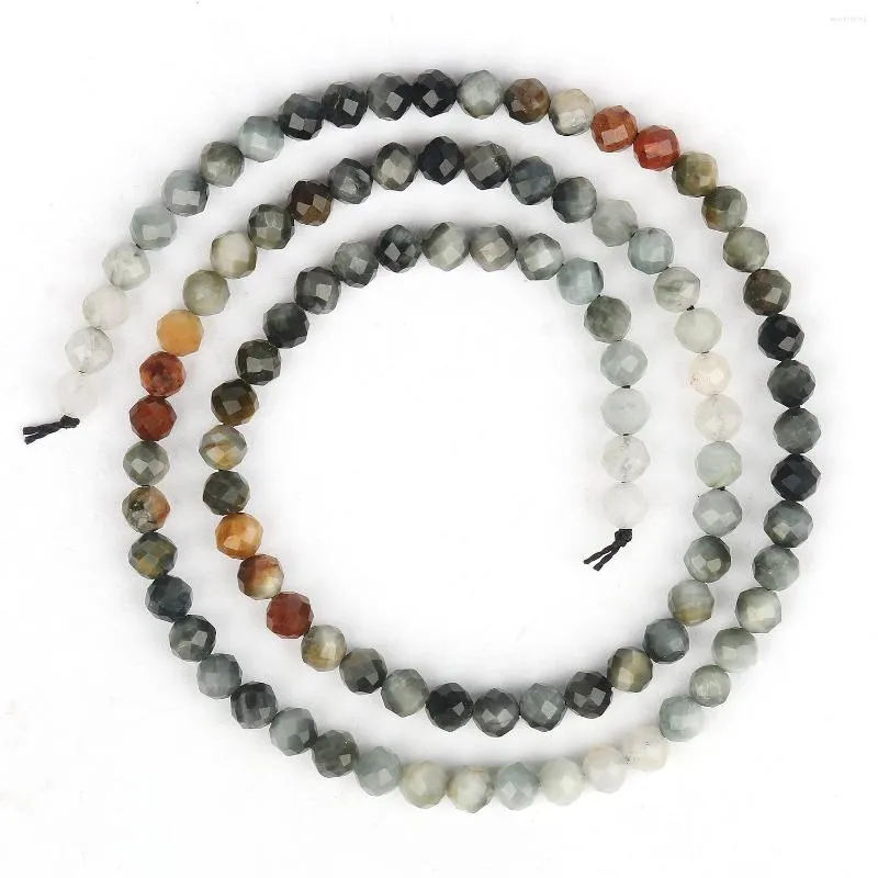 Beads Natural Small Gem 4mm Faceted Hawk Eye Stone Round Spacer Loose For DIY Craft Jewelry Bracelet Headwear Necklace Making