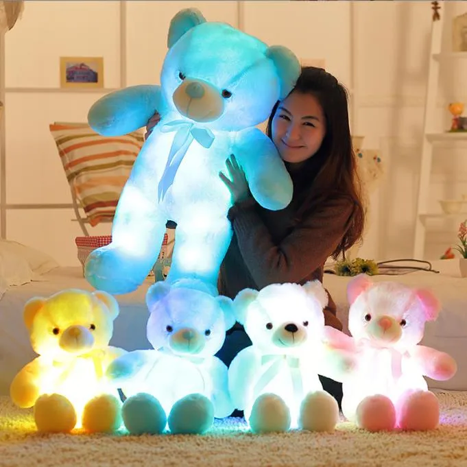 30 cm 50 cm Lumineux Creative Light Up LED Ours En Peluche Animaux En Peluche Jouet Coloré Glowing Teddy Bear Cadeau De Noël pour Enfant