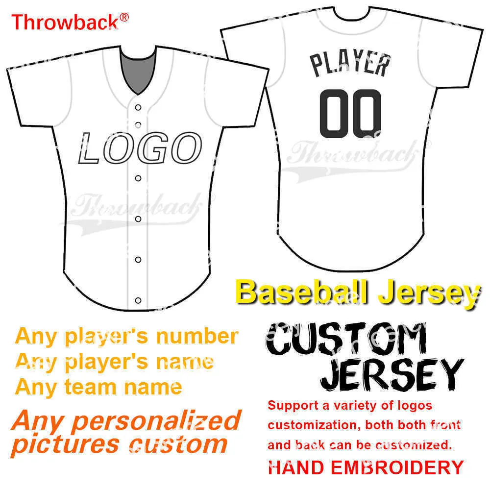 Baseball Jerseys Jersey de beisebol personalizada suporta design gráfico personalizado e personalização de camisas retrô e número de equipes bordando nomes