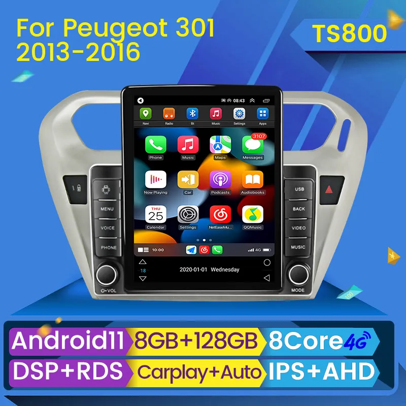 Player estéreo de DVD de carro para Peugeot 301 Citroen Elysee 2013 - 2018 IO CarPlay Android Auto GPS Navigation bt no 2 din 2din dvd