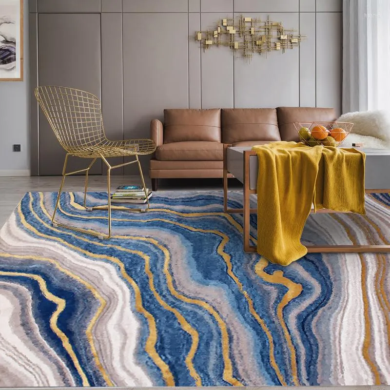 Carpets Fashion Modern Abstract Blue Yellow Waves Foot/Door/Kitchen Mat Living Room Bedroom Parlor Area Rug Anti-slip Decorative Carpet