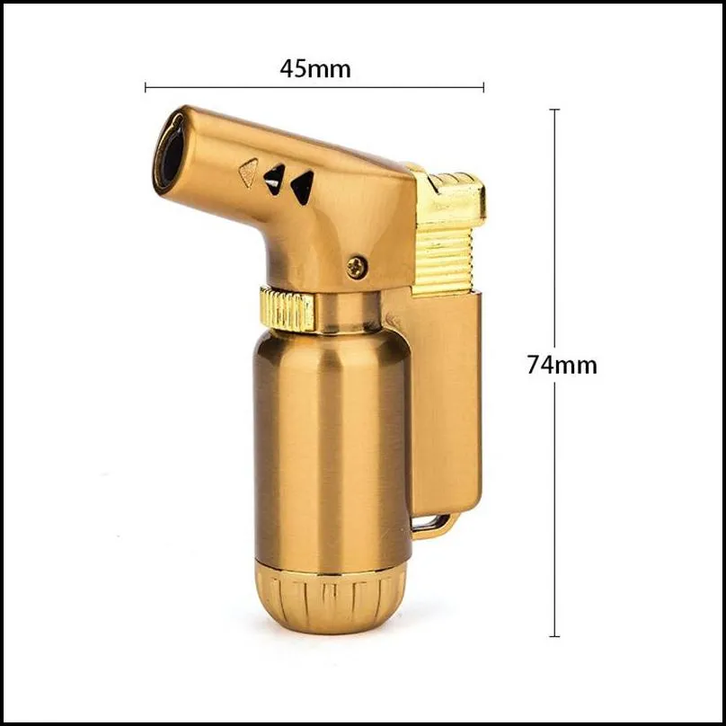 all metal lighter single torch pipe lighters smoking pipe flame lighteres bend side direction 3 colors