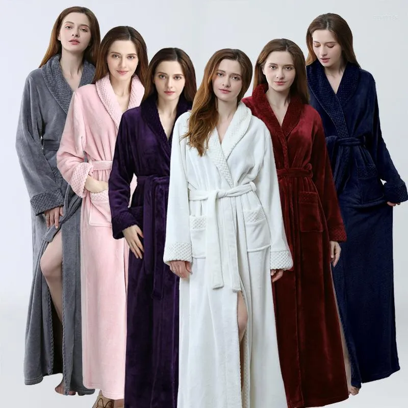 Mäns sömnkläder för kvinnor Satin Dressing Gown Kvinnor Solid Color Full Sleeve Terry Cotton Sleep Lounge Sexig Bath Robe