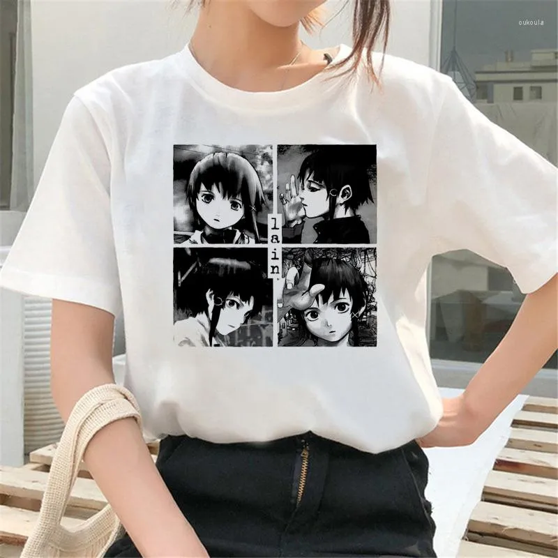 Magliette da uomo Serial Experiments Lain Summer Top Male Anime Grunge 2022 Camicia bianca Vestiti T-shirt Coppia
