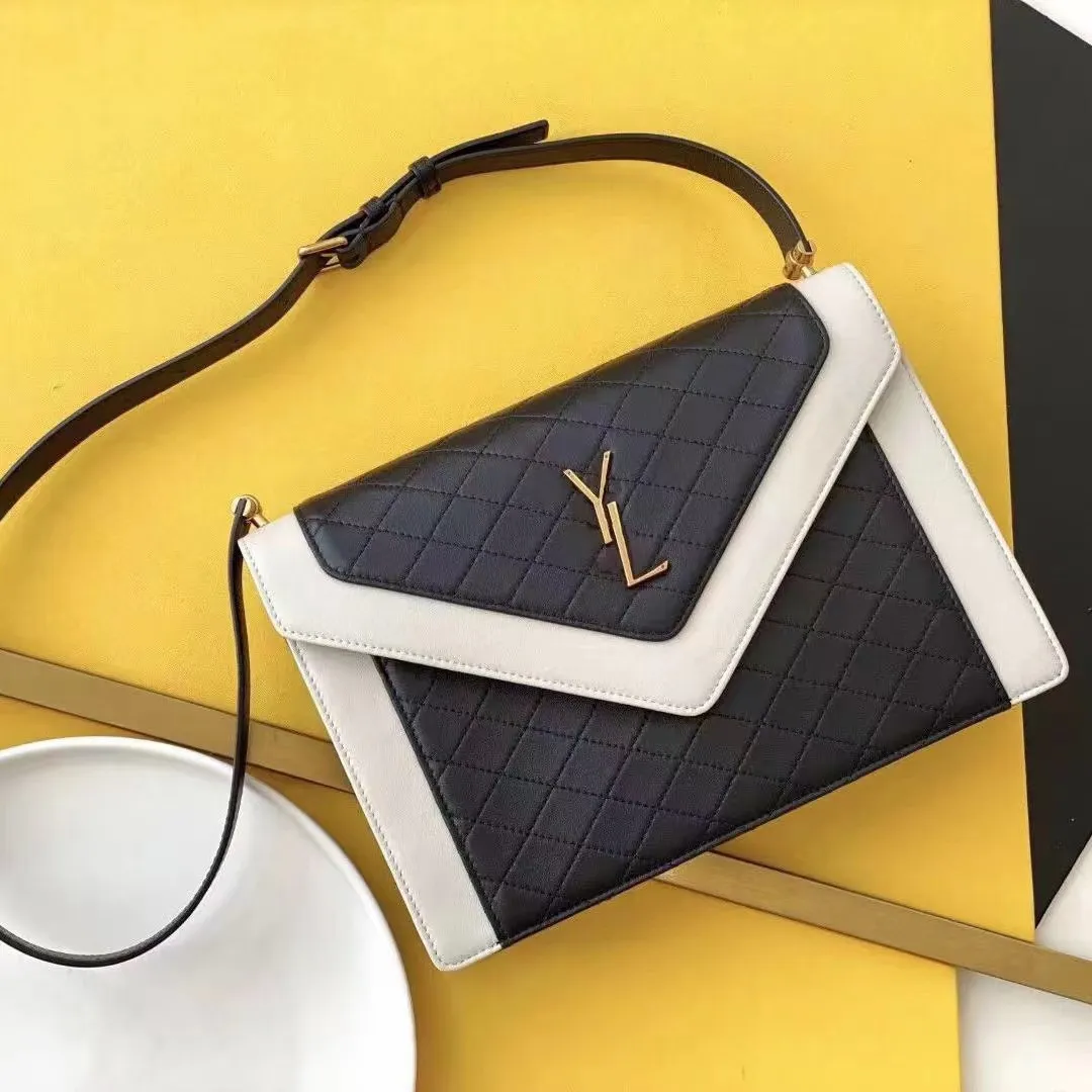 Designer Sheepskin Envelope Leather Crossbody Bag With Caviar Gold ...