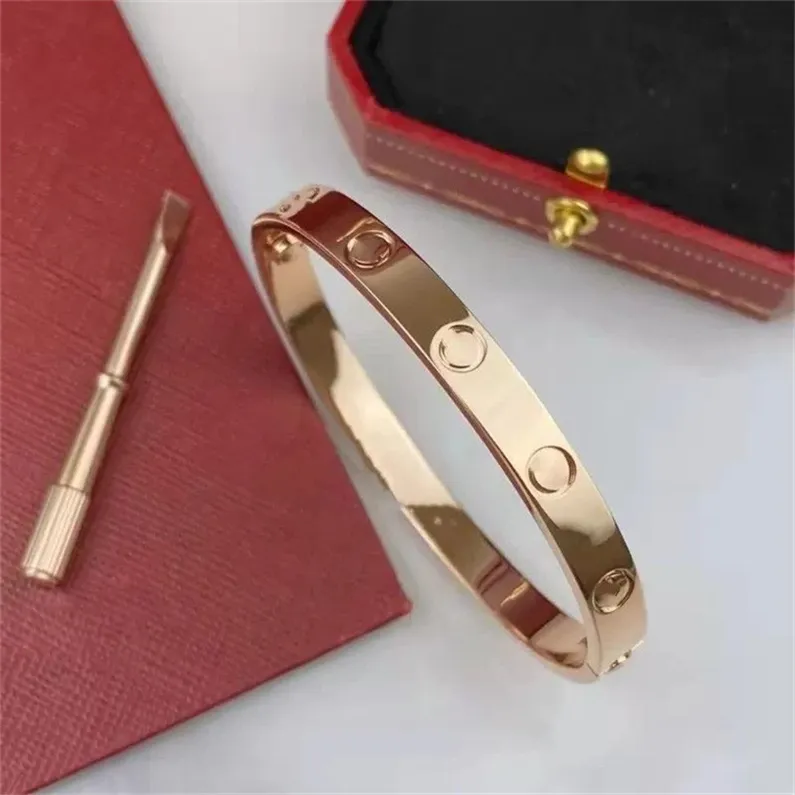 bedelarmband bangle dames heren titanium stalen goud zilveren roos minnaar schroeven armbanden mode sieraden met fluweeltas armbanden voor dames Indiase sieraden