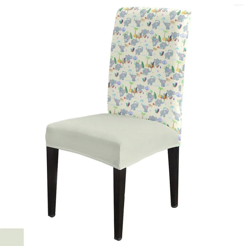 Housses de chaise dessin animé Animal éléphant été plage couverture salle à manger Spandex siège extensible maison bureau décoration bureau étui ensemble