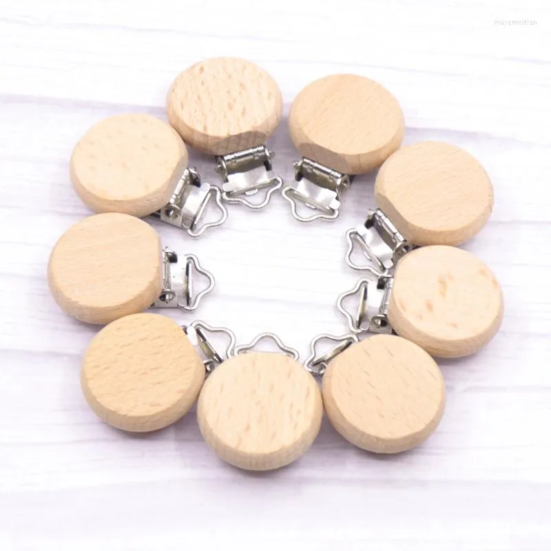 Pacifiers 5pc Wooden Baby Pacifier Holder Metal Clip Beech Clips Chain Accessories BPA Free Teether Chilren Goods Toy