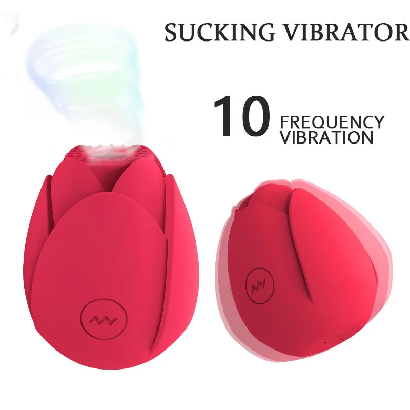 Massage Pocket pussies Rose vibrateur pour femmes ventouses de clitoris en silicone forme sex toys mamelons ventouse stimulateur de clitoris à 10 fréquences