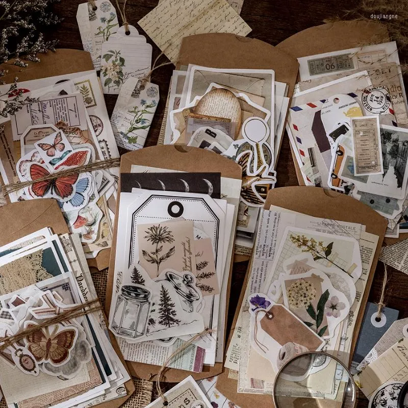 Opakowanie prezentów 30 szt./Zestaw Vintage Scrapbooking DIY Naklejki Pakiet dekoracyjny retro naturalny kolekcja dziennika dziennika papierowy naklejka do sztuki