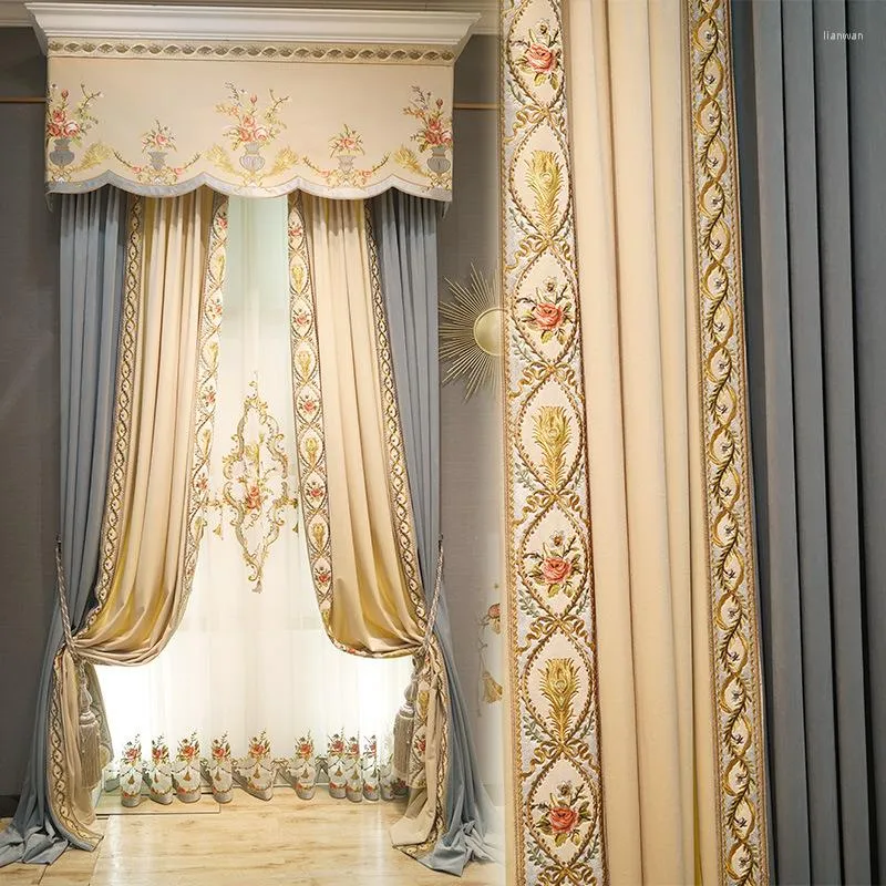 Tenda Personalizzata Villa di lusso di fascia alta Stile europeo Tende oscuranti con cuciture in flanella per soggiorno Sala da pranzo Camera da letto Decorazione per porte e finestre