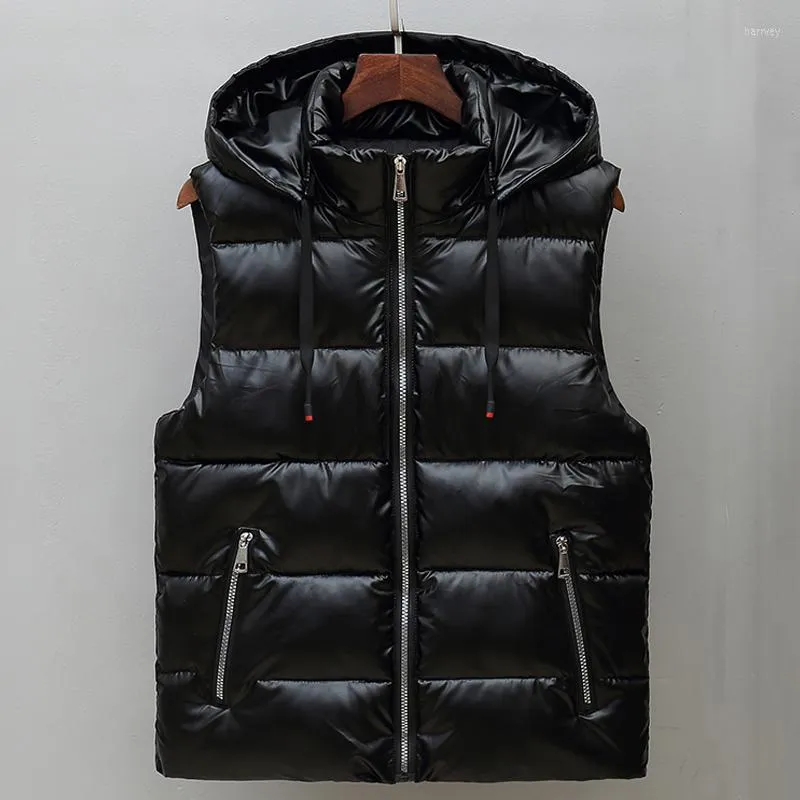 Herrvästar 2022 Autumn Winter Men Black Vest Fashion Brand Cotton Coat Casual dragkedja varm ärmlös jacka Male Waistcoats