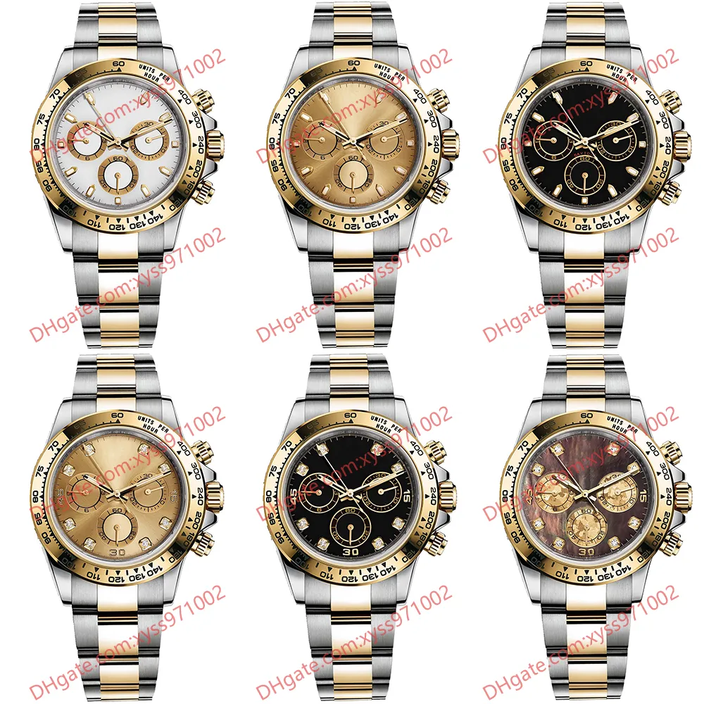 11 couleurs de haute qualité asiatique usine montre pour hommes 2813 montre-bracelet automatique 116503 montre 40 mm cadran noir en diamant sans minuterie or bracelet en acier inoxydable verre saphir