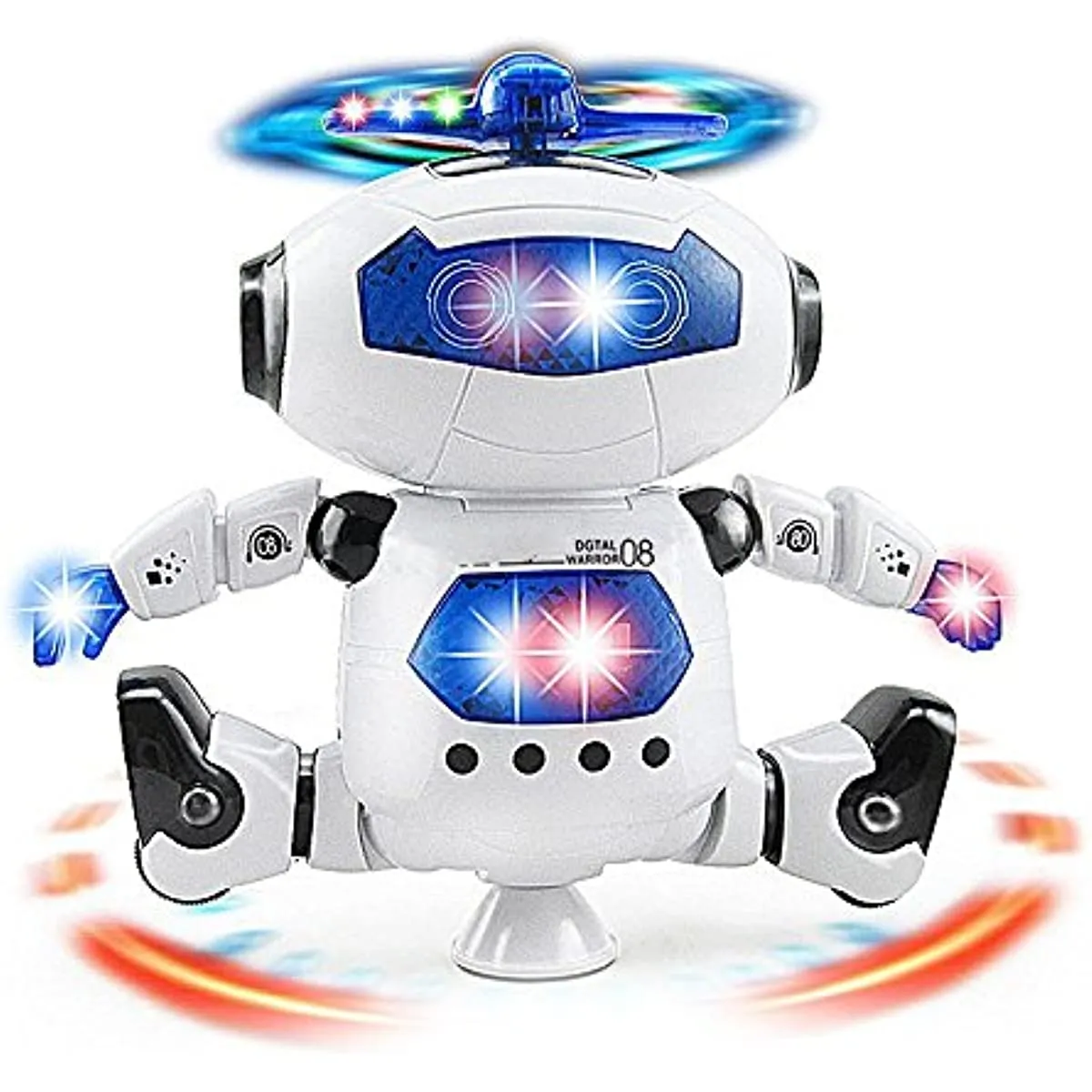 Elektronisk leksaker Musical Bo Walking Dancing Robot Toy Flashing Lights 360 -graders kropp som snurrar plastinfraröd Auto Demo