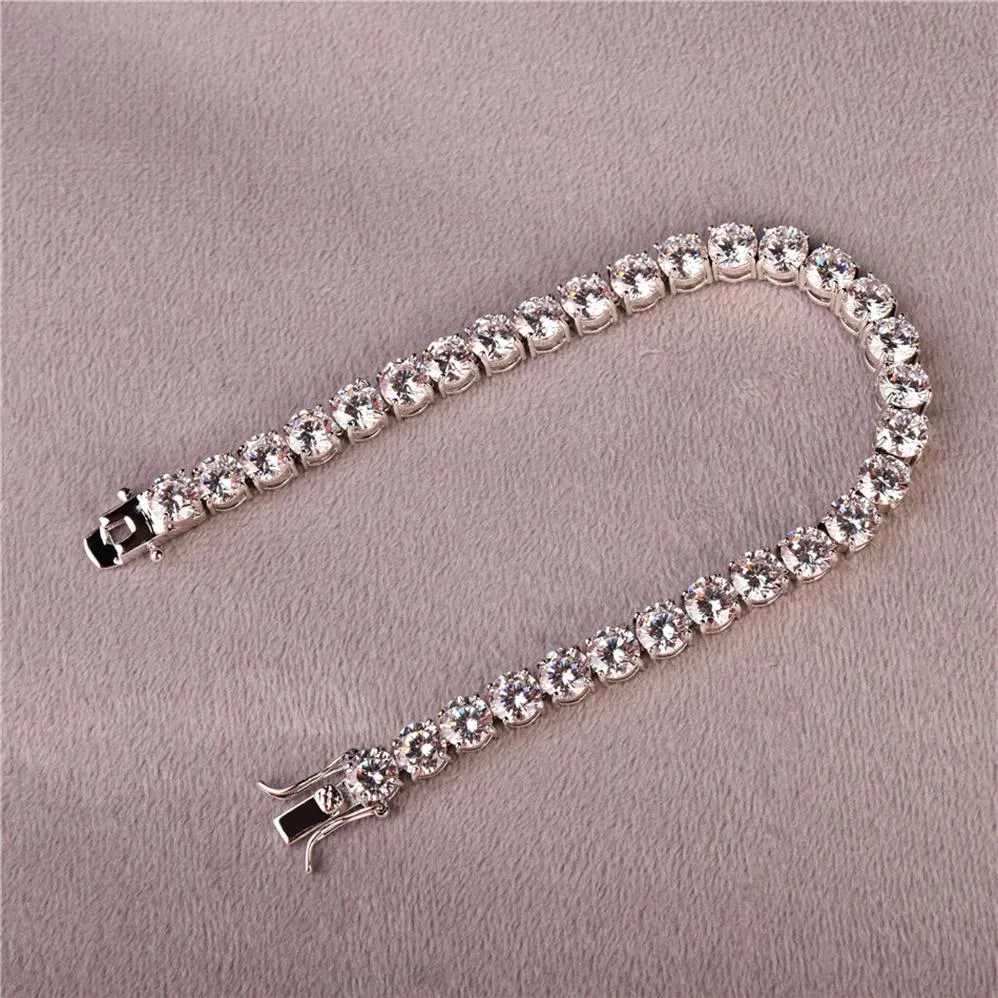 3mm 4mm Uomo Doppia A Cubic Zirconia Bracciale tennis Catena Gioielli Hip Hop Finitura ghiacciata 1 fila Nastro Oro CZ Bracciale Link281H