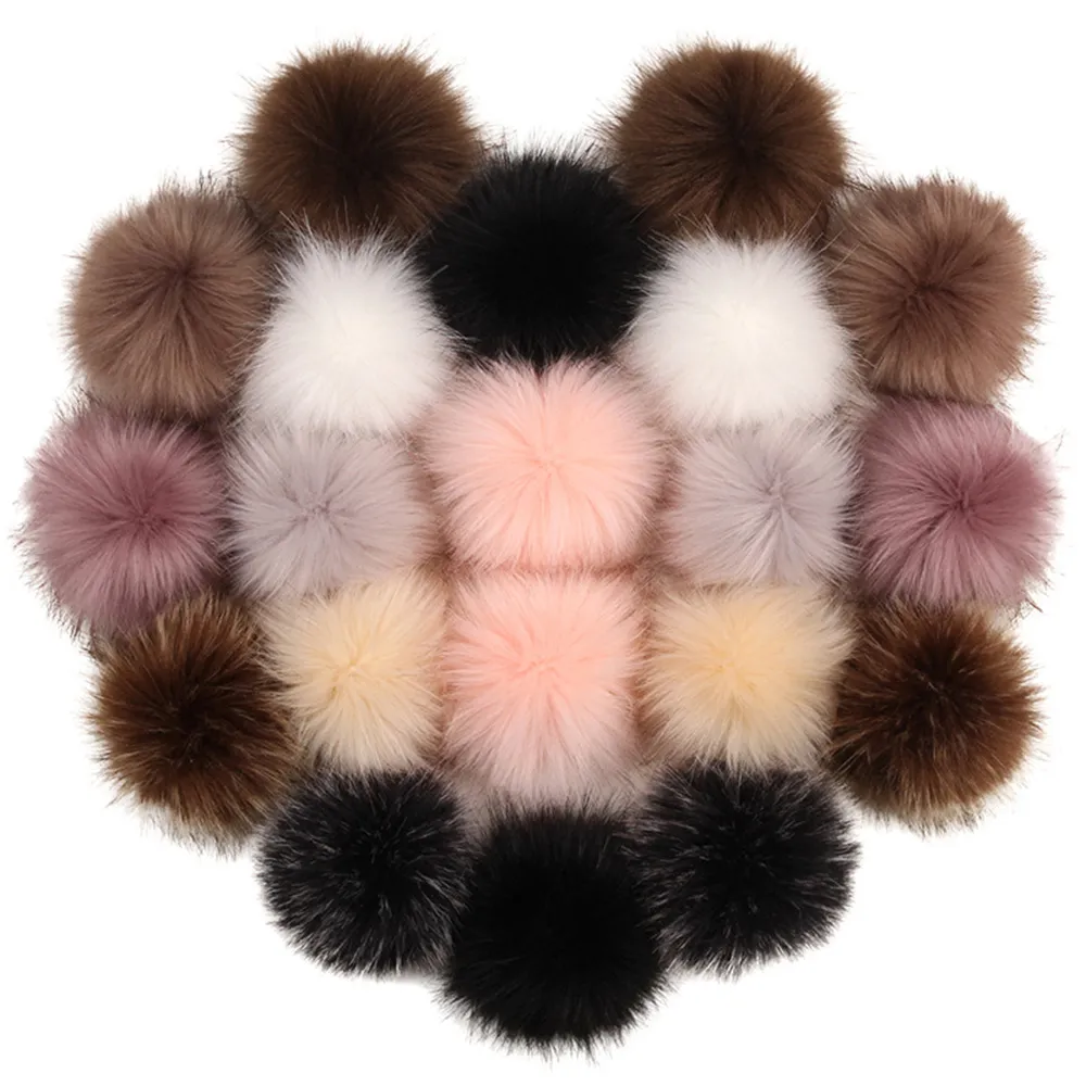 Decorative Flowers Wreaths Fur Pom Poms for Hats 4 Inch Faux Fur Balls Fluffy Pompoms Crafts with Elastic Loop Keychains Scarves Gloves Bags Knitting XB1