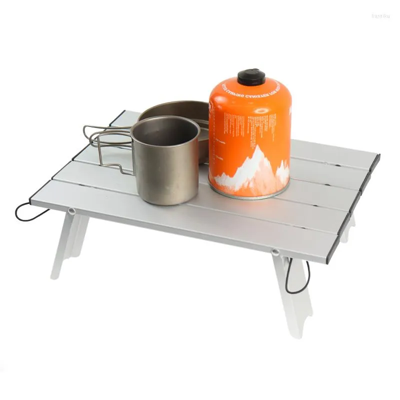 Mobili da campeggio Tavolo da campeggio Mini fornello a gas pieghevole portatile in lega di alluminio Supporto per accessori da esterno Escursionismo Picnic Pesca BBQ Pieghevole