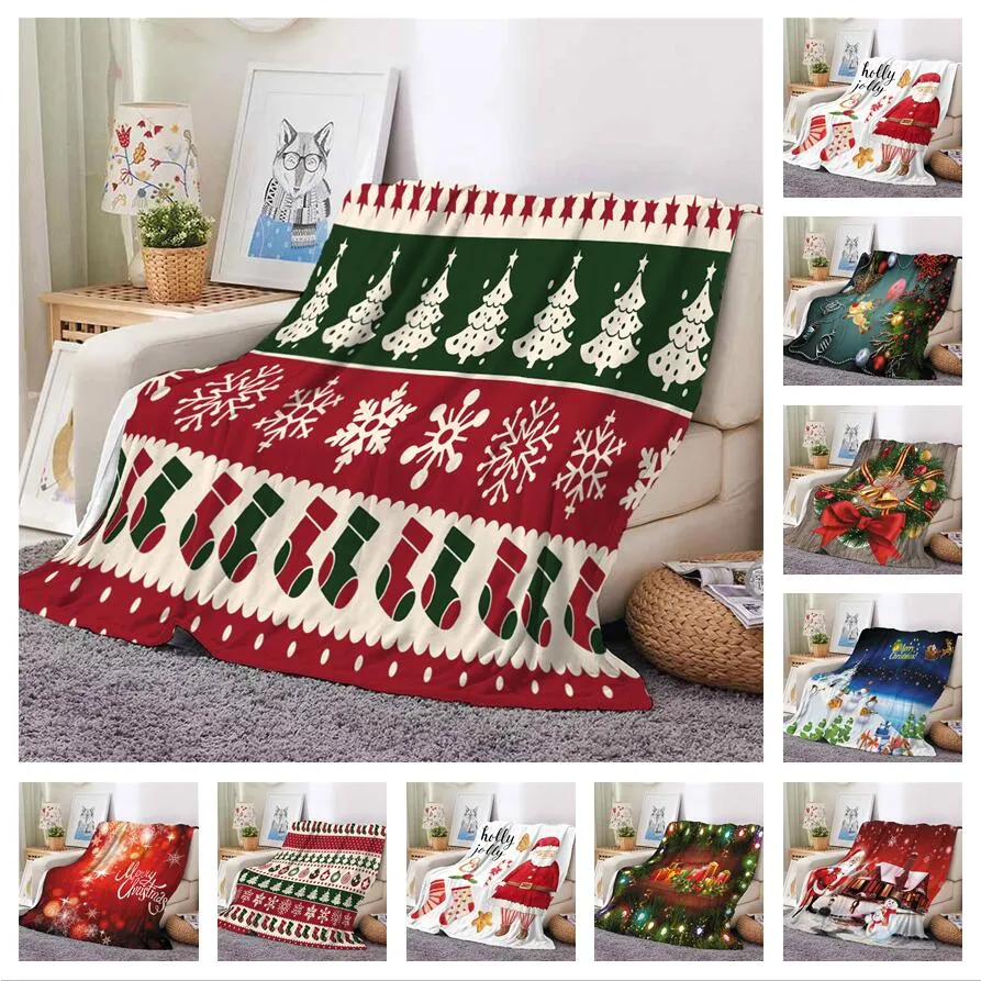 Multicolors Christmas Flannel Blanket Fashion Throw Blankets Sofa Bed Camping Thermal Towel Winter Warm Travel Blankets HT1986