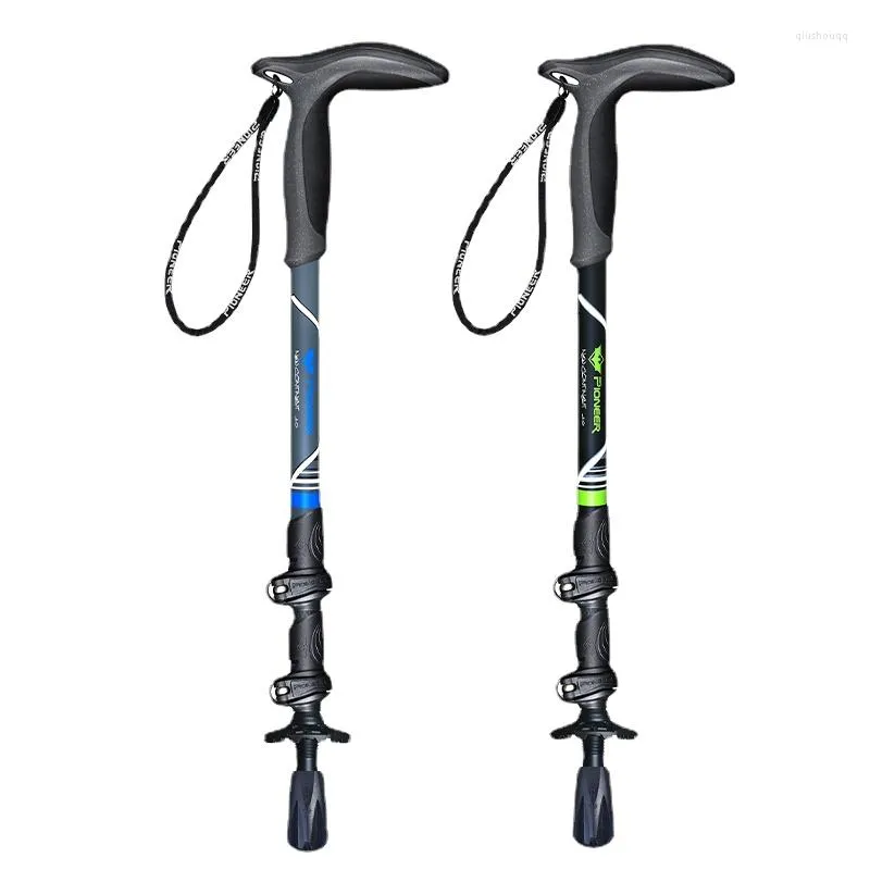 Trekking Poles Pioneer Carbon Fiber Compact Pole Quick Flip Lock Ultralight Collapsible Travel Hiking Elderly Walking Climbing Stick