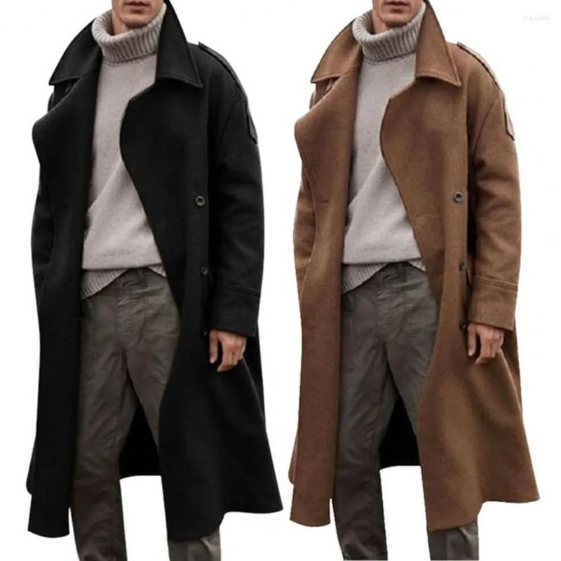 Herren -Grabenm￤ntel lange Peacoat Stylish einfach einfache Retro -Stil M￤nner 4 Gr￶￟en Mantel
