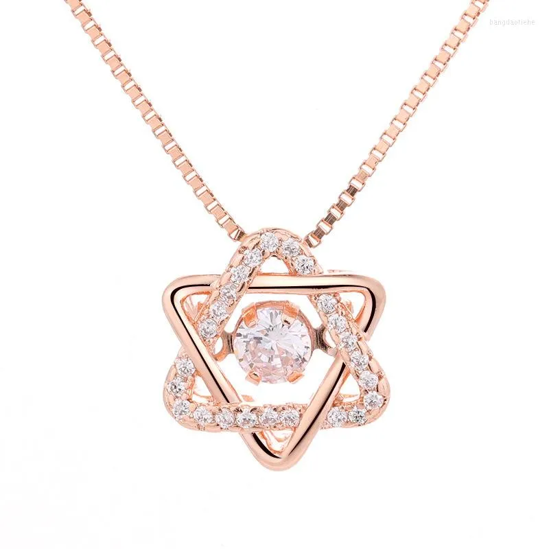 Chaînes JrSr 925 Sterling Silver Six-Pointed Star Zircon Pendentif Collier 2022 Femme DIY Bijoux Fête des Mères Cadeau