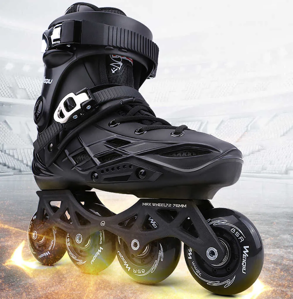 Ice Skates Weiqiu Pu-Roller Inline Speed Skating Shoes Roller Sneakers For Adult Unisex Professional Patins Size 35-44 L221014