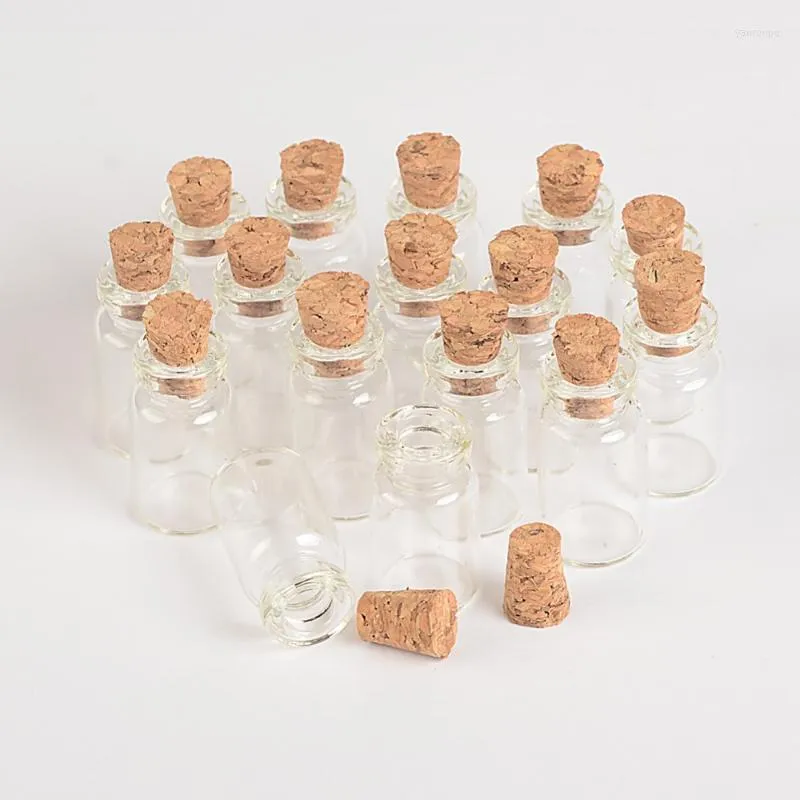 Vorratsflaschen Gläser Großhandel - Großhandel 1 ml Mini-Glasfläschchen mit Korken Leere kleine transparente Flasche 13 24 6 mm 100 Stück / Los 1