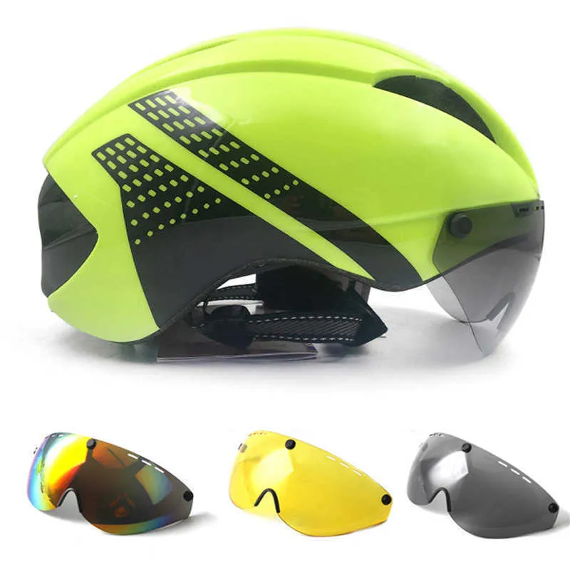 خوذات ركوب الدراجات Aero خوذة TT Time Time Bicyc خوذات للنساء الرجال GOGGS Race Road Pike خوذة مع NS Cycling Safety Caps L221014