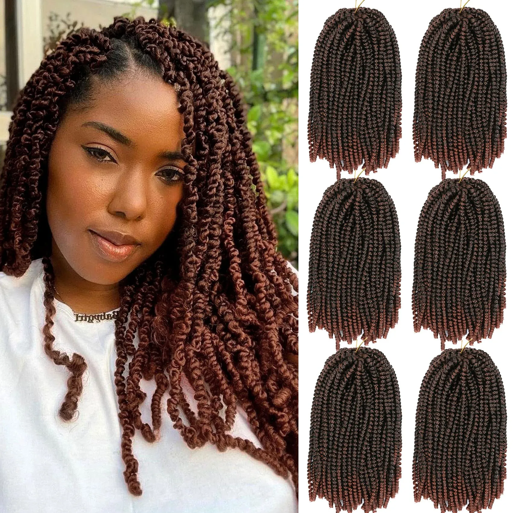 Cabelo Trançado Spring Twist 8 Polegadas Spring Twist Hair Faux Locs Butterfly locs Hair 30 fios/pacote Bomb Twist Fluffy Crochet Hair LS33