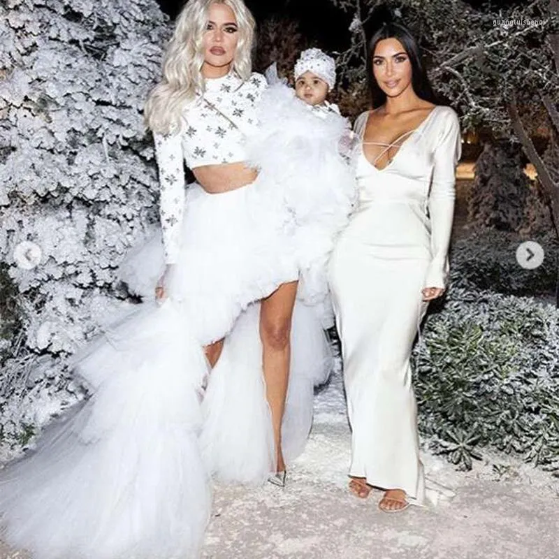 Jupes 2022 Chic Blanc Haut Bas Niveau De Mariée Tulle Élastique Sur Mesure À La Mode Femmes Jupe Demoiselle D'honneur Tutu Bal