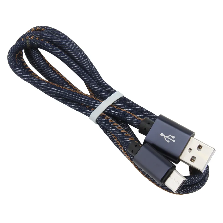 Denim Type C Cables 1M Fast Charging Micro USB 2.0 Data Sync Charger Cable Cord For Xiaomi Redmi Samsung Mobile Phone Charge Line