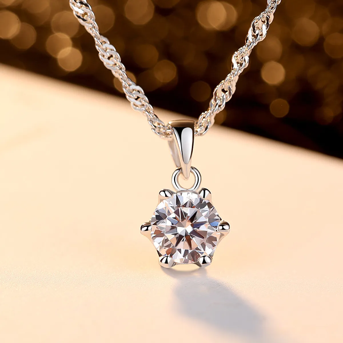 Nieuwe mode luxe glanzende zirkoon S925 zilveren hanger ketting dames sieraden diamant gesneden geometrische kraagketen bruiloft ketting accessoires