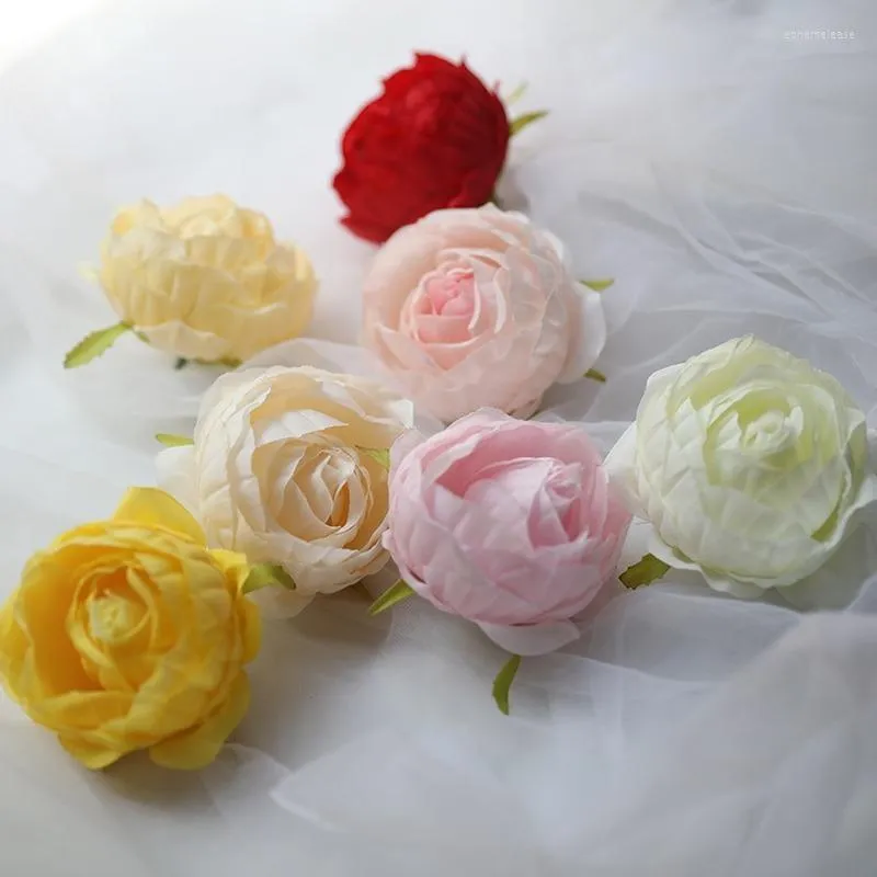 Fleurs décoratives 10 pièces Simulation Rose tête de fleur bricolage mur mariage décor mariée Bouquet décoration maison photographie accessoires